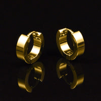 gold steel huggy earrings