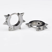steel huggy earrings with spikes