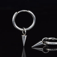 clicker hoop earrings with hanging spike