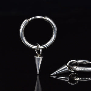 clicker hoop earrings with hanging spike