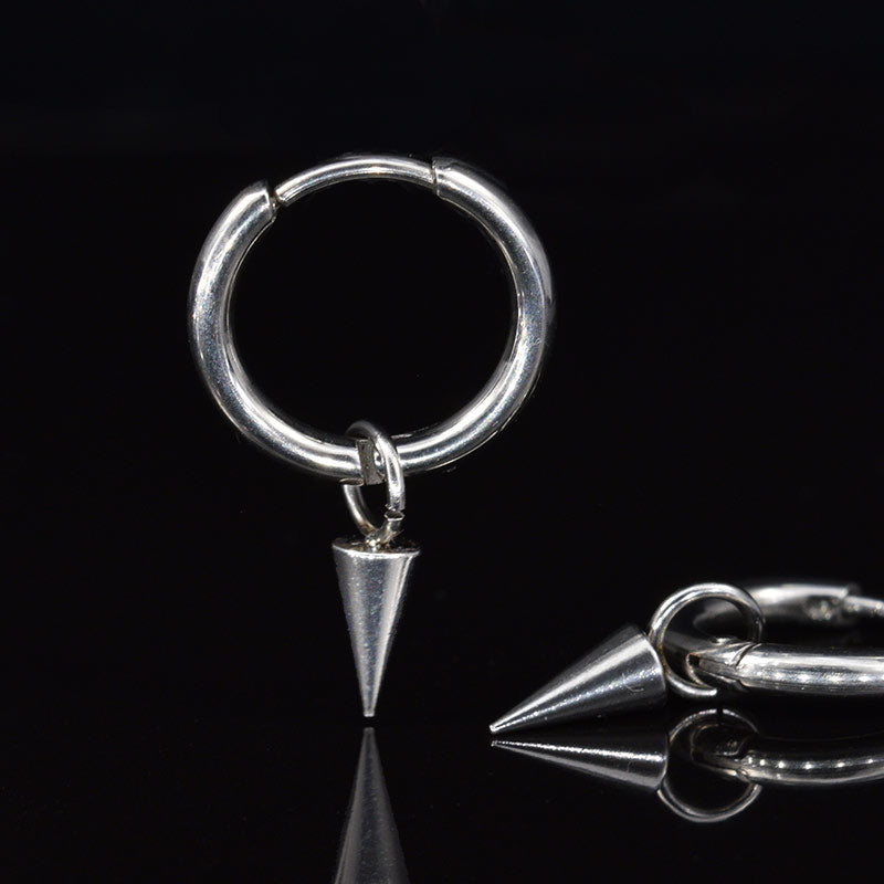 clicker hoop earrings with hanging spike