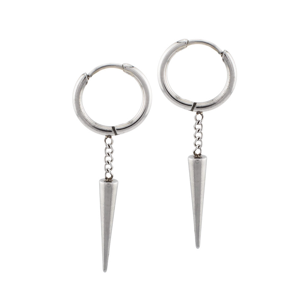 Steel Huggy Earring with Drop Spike