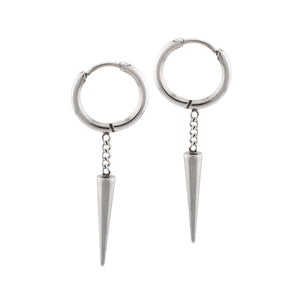 Steel Huggy Earring with Drop Spike