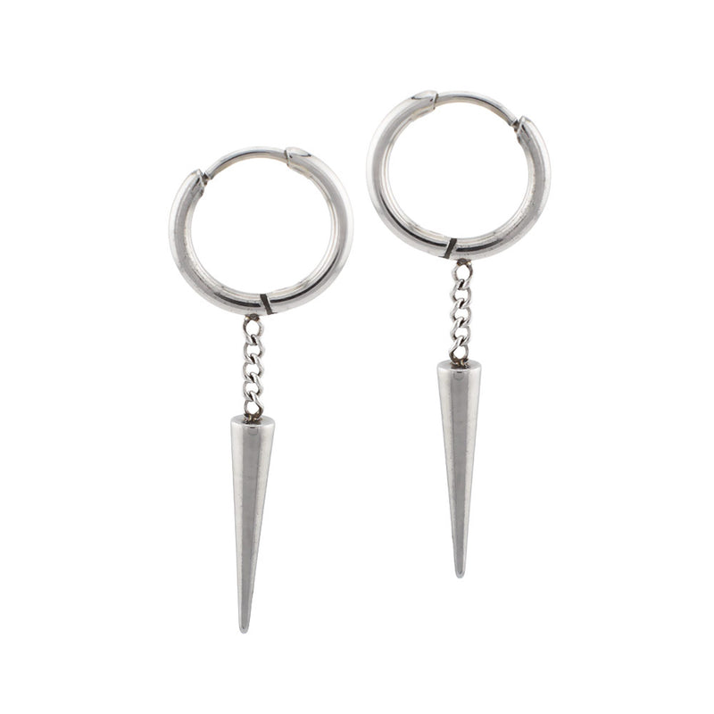 Steel Huggy Earring with Drop Spike