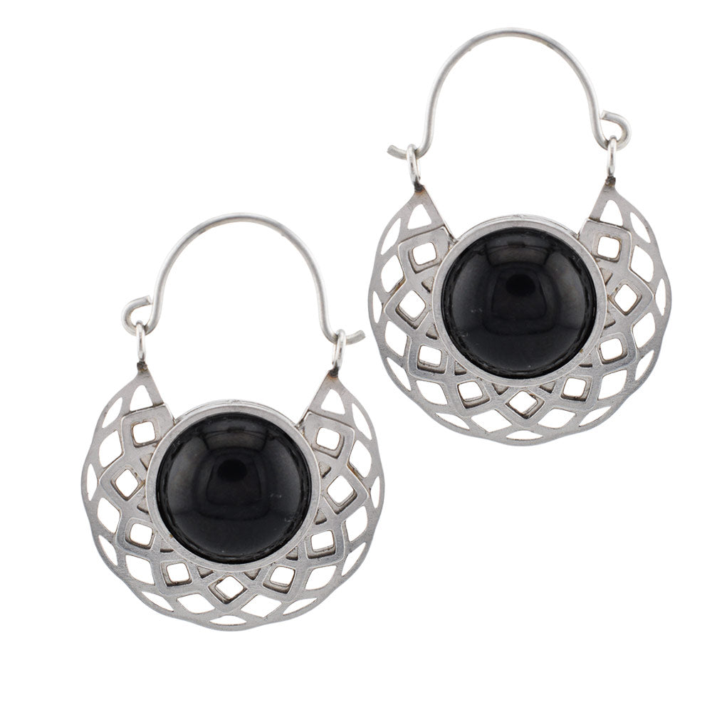 Darkflower Earrings with Black Onyx Stone