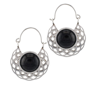 Darkflower Earrings with Black Onyx Stone