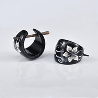 hibiscus flower wooden huggy earrings