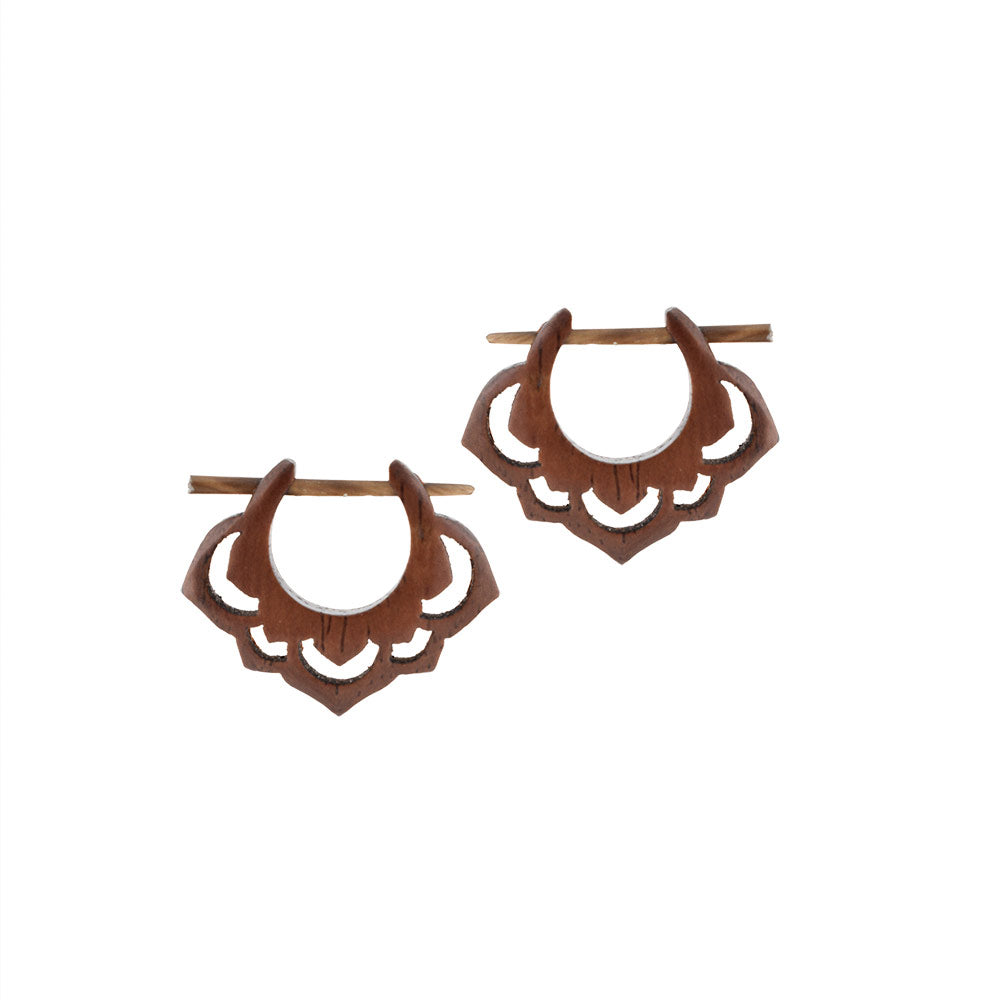Lotus Flower Stick Earrings in Wood