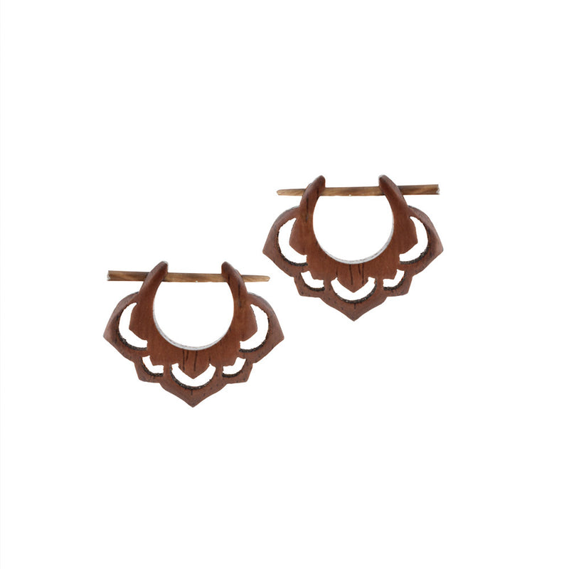 Lotus Flower Stick Earrings in Wood