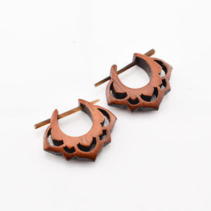 Lotus Flower Stick Earrings in Wood