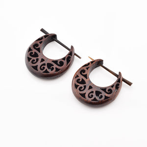 Ornate Stick Earrings in Wood