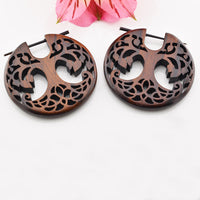 Wooden 'Tree of Life' Stick Earrings