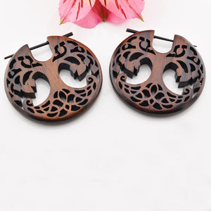 Wooden 'Tree of Life' Stick Earrings