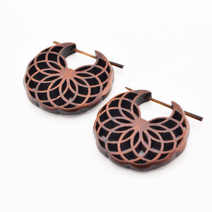 Wooden Flower 'Stick' Earrings