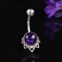 Navel Bar with Amethyst