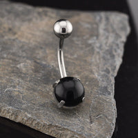 navel bar with black onyx stone