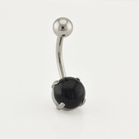 surgical steel 1.6mm navel bar with prong set black onyx stone