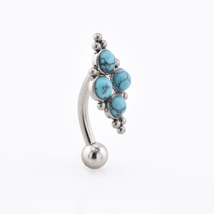 Reverse Navel Bar with Turquoise Stones