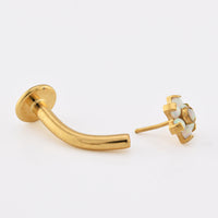 Gold Titanium Threadless Floating Opal Navel Bar