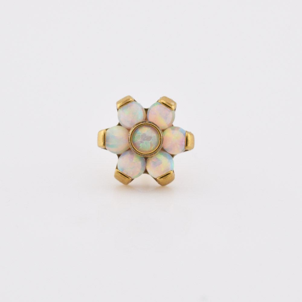 Gold Titanium Threadless Floating Opal Navel Bar