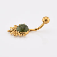 Navel Bar 'Sona' African Jade and Gold Steel