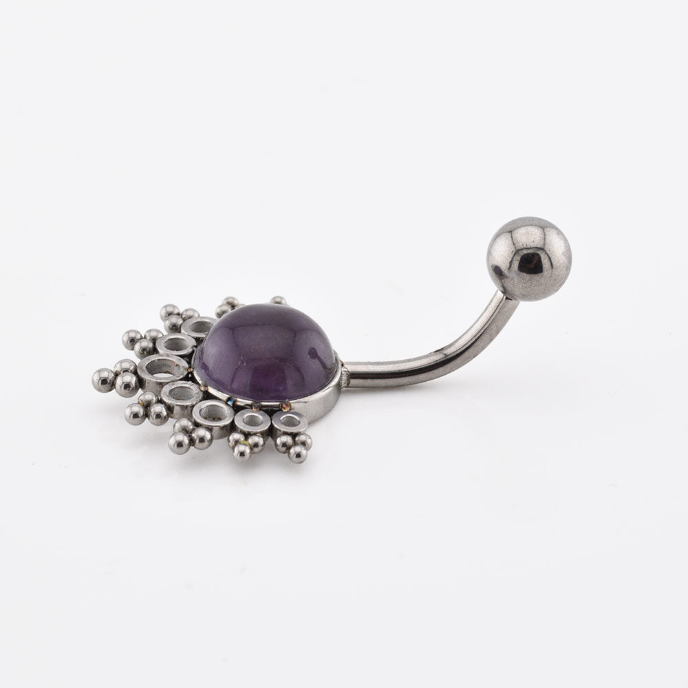 Navel Bar 'Janjati' Amethyst and Surgical Steel