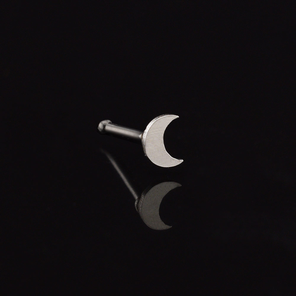 crescent moon nose stud in surgical steel