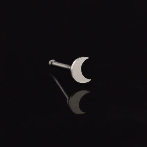 crescent moon nose stud in surgical steel