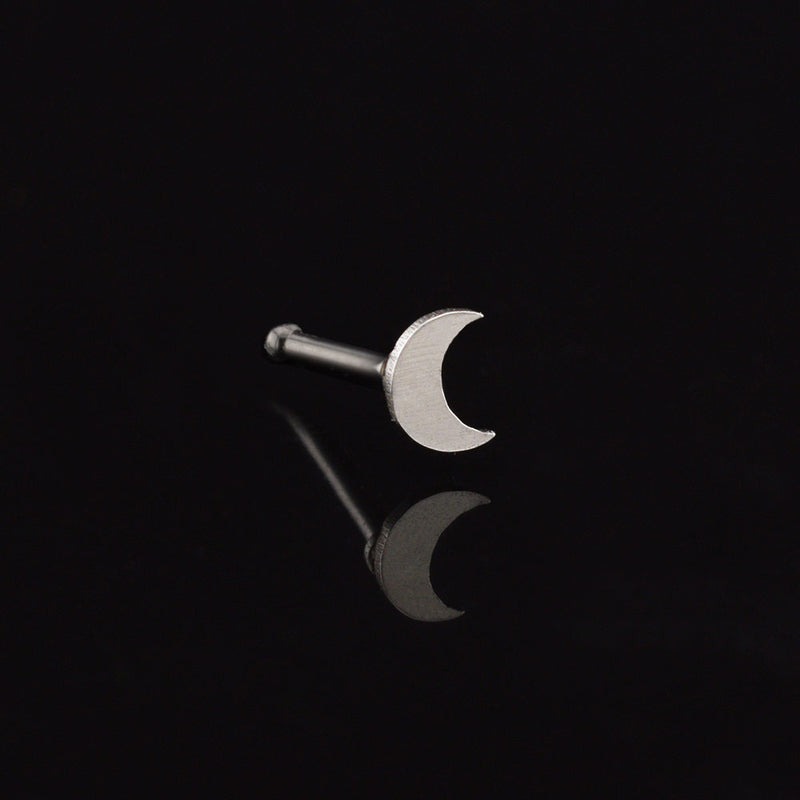 crescent moon nose stud in surgical steel