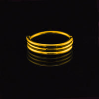 triple band nose ring in gold steel