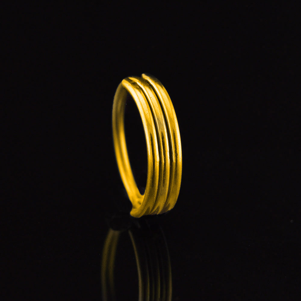 triple nose ring in gold steel