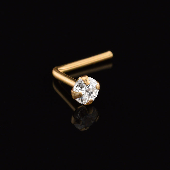 Gold nose stud with Cubic Zirconia stone