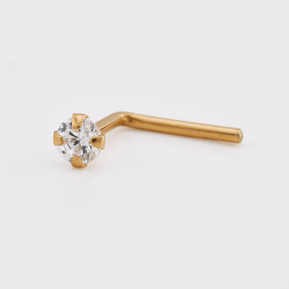 gold nose stud with CZ stone