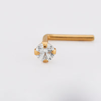 gold nose stud with round cubic zirconia stone