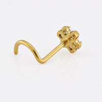 Gold Titanium Nose Stud with Crystal Flower