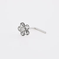 Crystal Flower Nose Stud in Silver