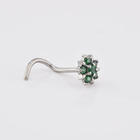 Emerald Green CZ Flower Nose Stud
