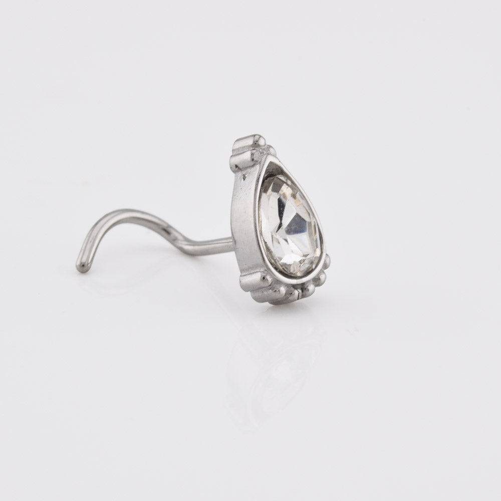 Nose stud with large teardrop crystal