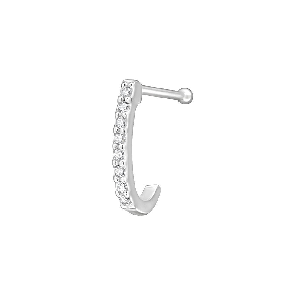 Silver Nose Curve with CZ Gems