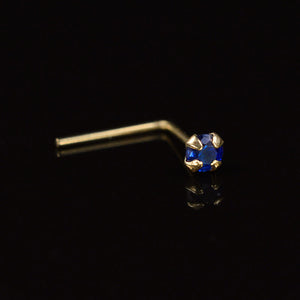 solid real (K gold nose stud with real sapphire stone