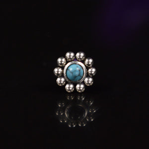 indian style nose stud with turquoise stone