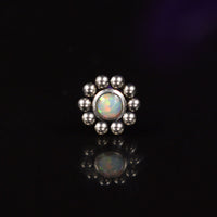 Indian style nose stud with opal stone and ornamental beading