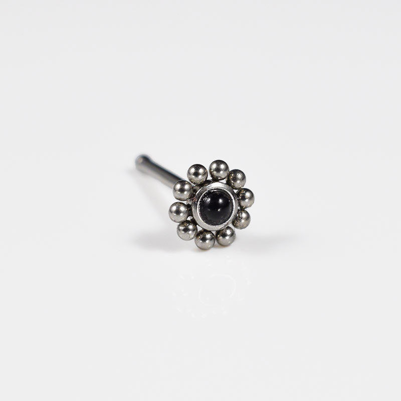 indian nose stud with black onyx stone