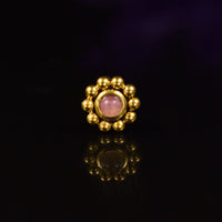gold nose stud with rose cats eye stone