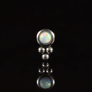nose stud with opal stone and triple beads