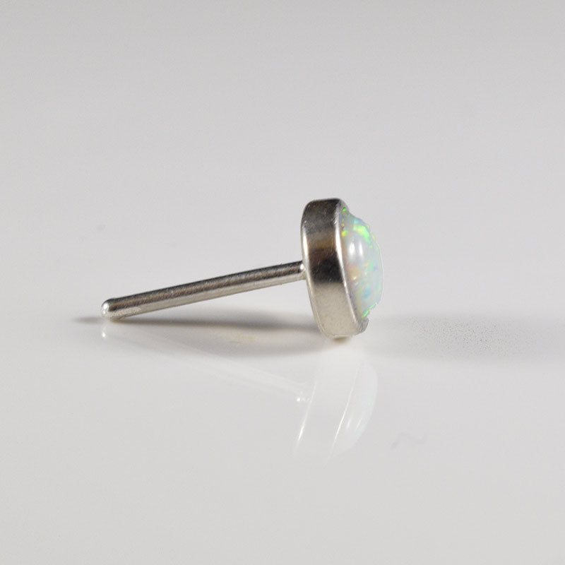 Silver Nose Stud with Large Opalite Stone
