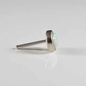 Silver Nose Stud with Large Opalite Stone