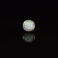 silver nose stud with opal stone