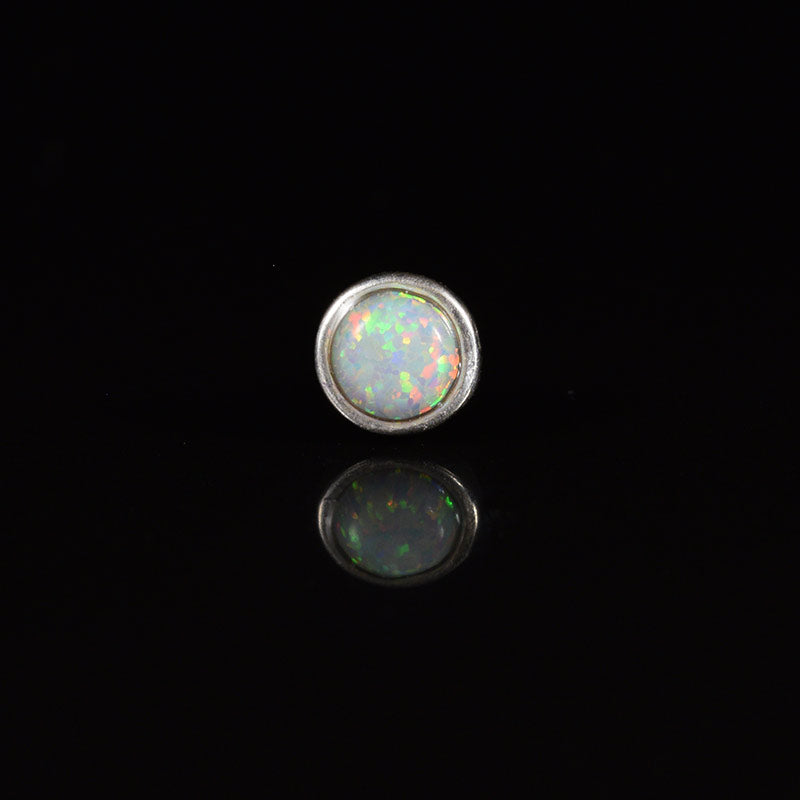 silver nose stud with opal stone