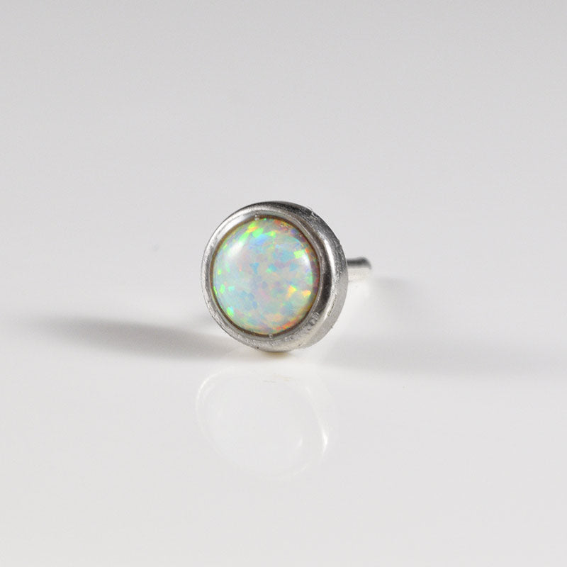 Silver Nose Stud with Large Opalite Stone